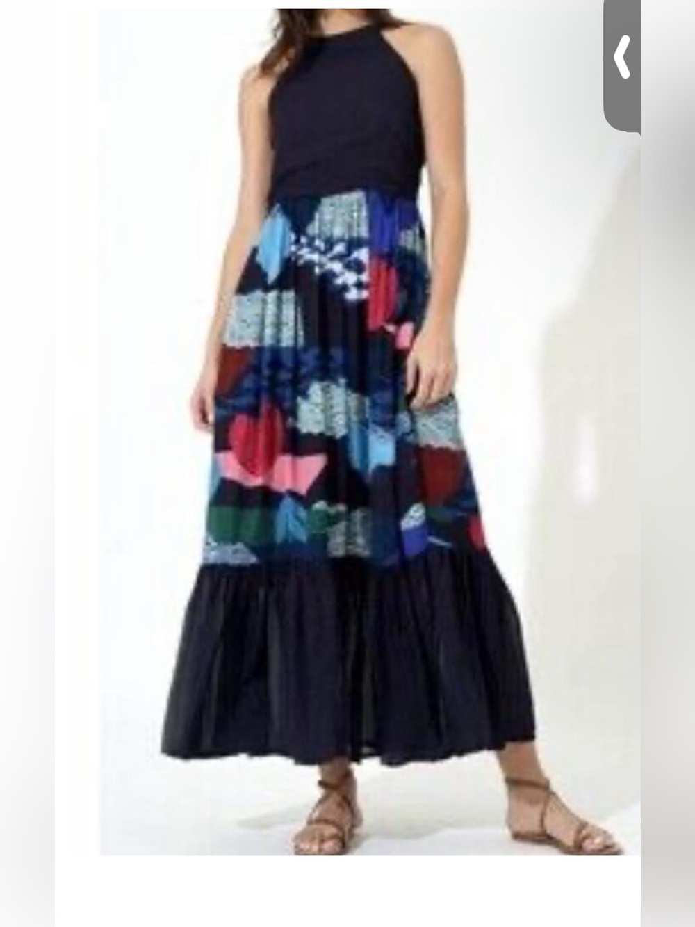 Oliphant 🌹Sleeveless Maxi Dress with Vibrant Color Block Print